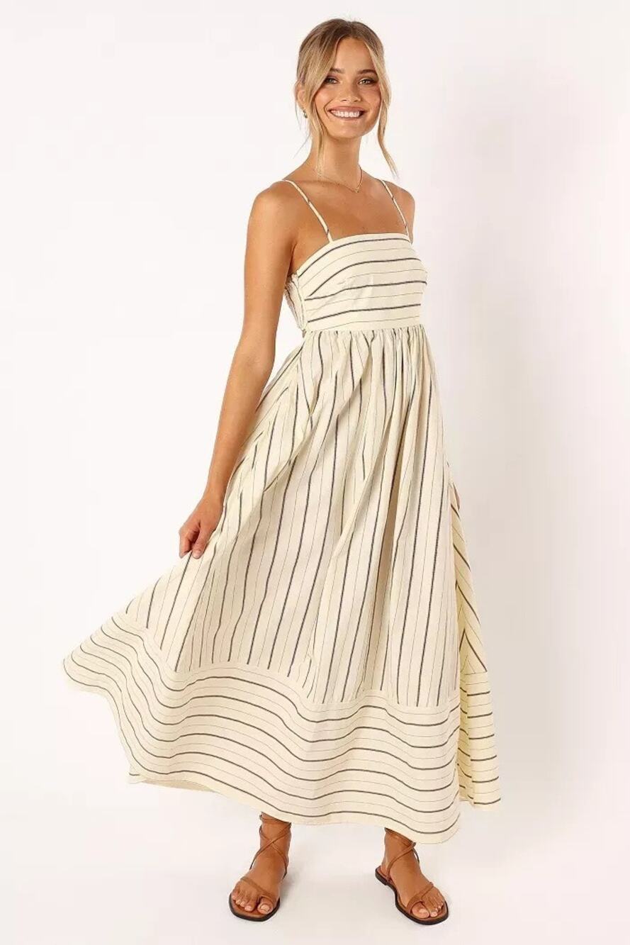 Petal and Pup NWT Pixie Maxi Dress Women's Medium Beige Tan Boho Chic Beach